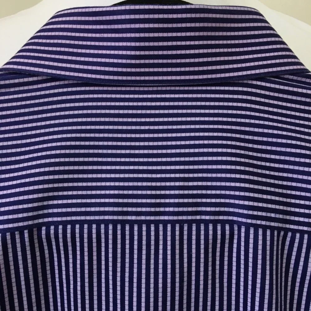 Robert Graham Men's Purple Striped Long Sleeve Button Front Shirt Size 17.5